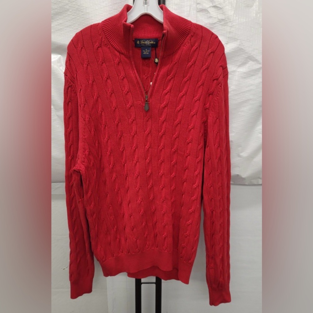 * New Brooks Brothers Pima Cotton Quarter Zip Fuchsia Red Pink Sweater Medium *